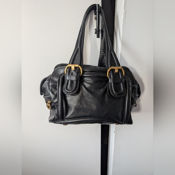 Marc by Marc Jacobs Black Leather Satchel with Drop Handles and Gold Hardware - Picture 2 of 14